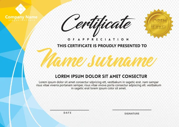 sertifika şablonu poligonal tarzı ve modern desen vektör çizim
