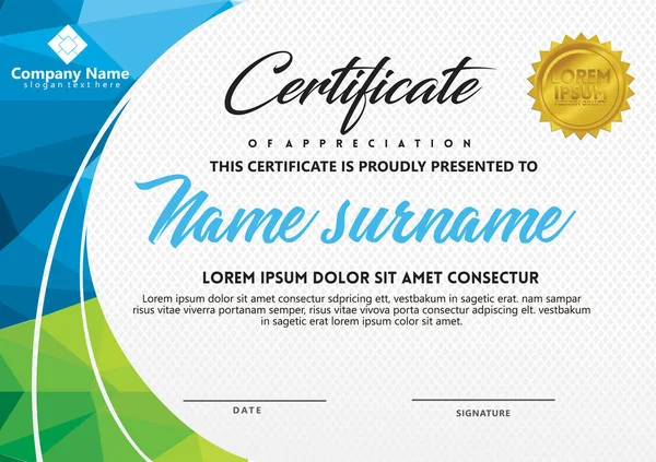 sertifika şablonu poligonal tarzı ve modern desen vektör çizim