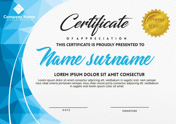 sertifika şablonu poligonal tarzı ve modern desen vektör çizim