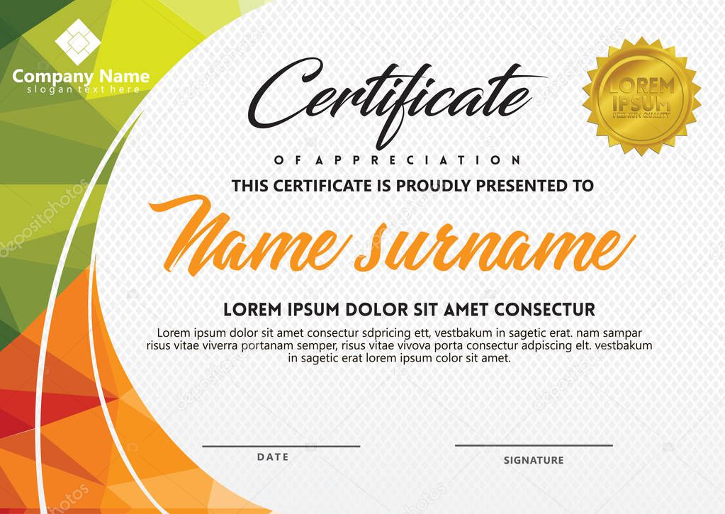 certificate template with polygonal style and modern pattern vector illustration