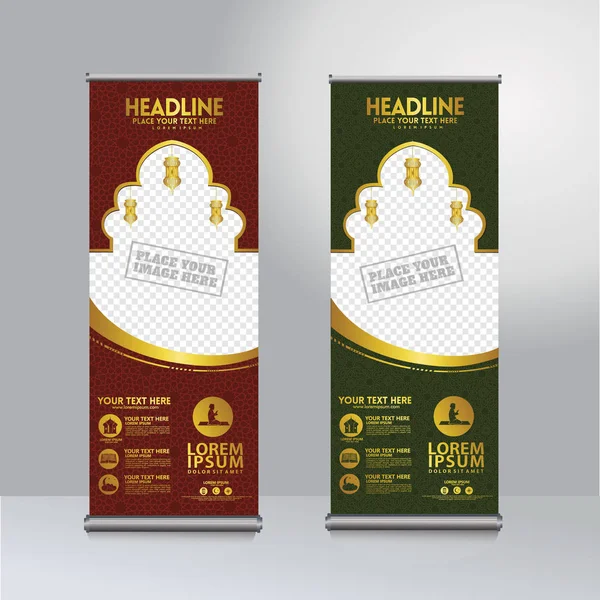 Roll up banner ramadan kareem øjeblik design skabelon vektor, moderne publikation display - Stock-foto