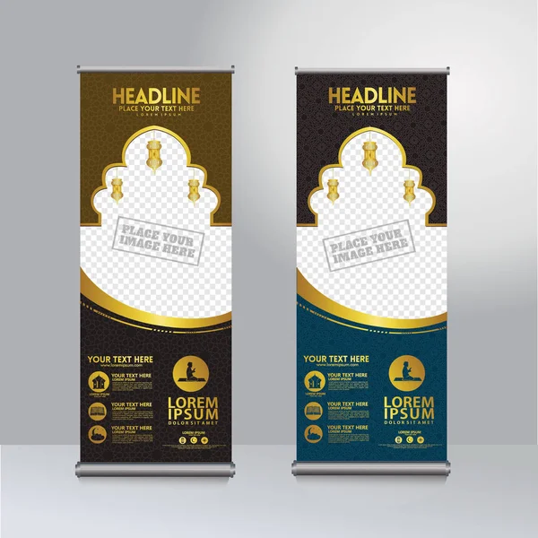 Roll up banner ramadan kareem momento design template vector, exibição de publicação moderna — Fotografia de Stock