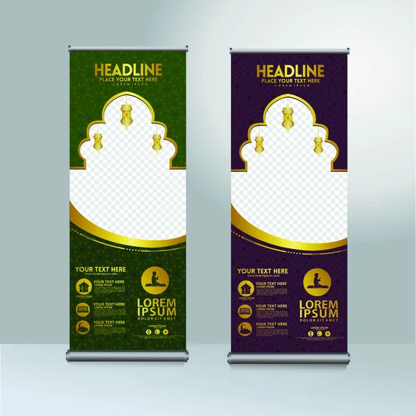 Roll up banner ramadánu kareem okamžik návrhu šablony vektor, moderní publikace displej — Stock fotografie