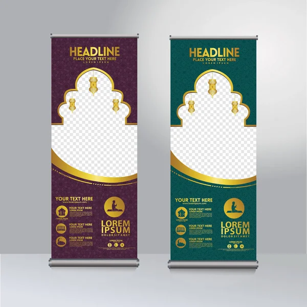 Roll up banner ramadan kareem momento design template vector, exibição de publicação moderna — Fotografia de Stock