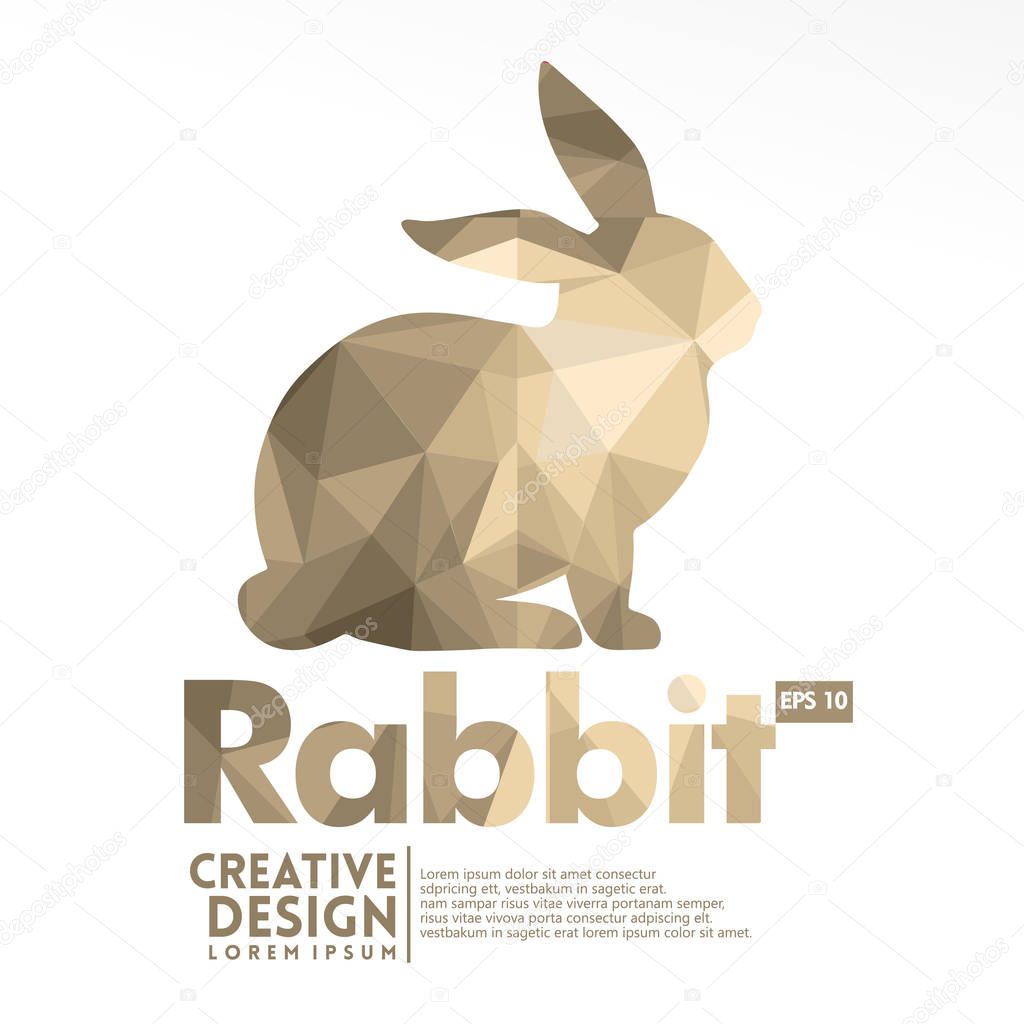 Rabbit Geometric paper craft style.