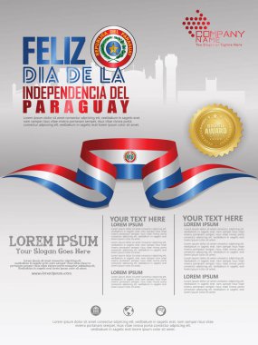 Paraguay Bağımsızlık Günü'nü kutluyoruz. Arka plan şablonunda soyut bayrak sallayarak