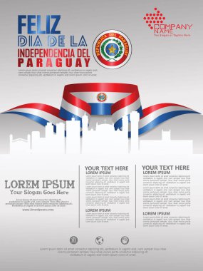 Paraguay Bağımsızlık Günü'nü kutluyoruz. Arka plan şablonunda soyut bayrak sallayarak