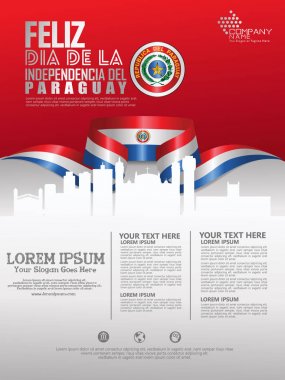 Paraguay Bağımsızlık Günü'nü kutluyoruz. Arka plan şablonunda soyut bayrak sallayarak