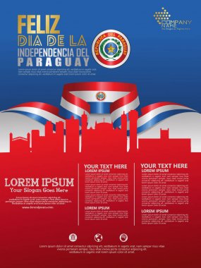 Paraguay Bağımsızlık Günü'nü kutluyoruz. Arka plan şablonunda soyut bayrak sallayarak