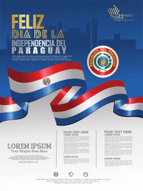 Paraguay Bağımsızlık Günü'nü kutluyoruz. Arka plan şablonunda soyut bayrak sallayarak