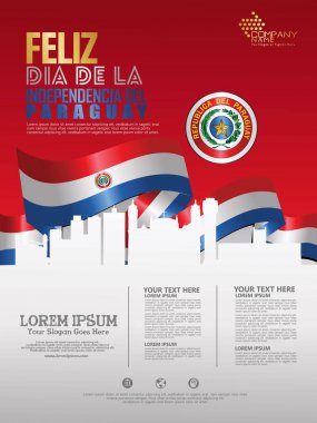 Paraguay Bağımsızlık Günü'nü kutluyoruz. Arka plan şablonunda soyut bayrak sallayarak