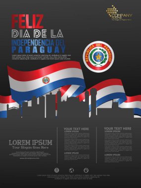 Paraguay Bağımsızlık Günü'nü kutluyoruz. Arka plan şablonunda soyut bayrak sallayarak