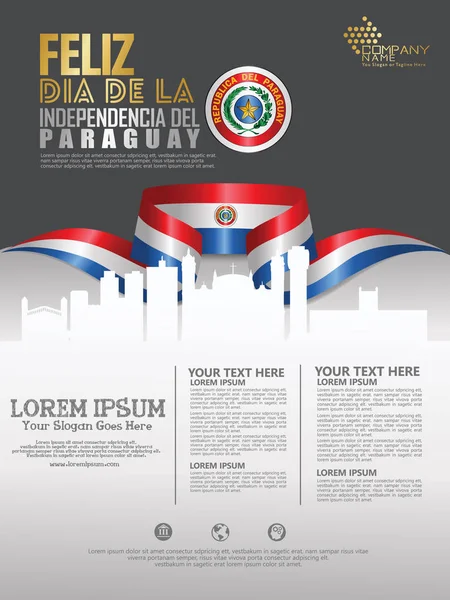 Feier Des Paraguayischen Unabhängigkeitstages Abstraktes Fahnenschwenken Auf Hintergrundvorlage — Stockvektor