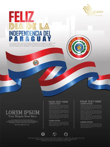 Firar Paraguay Självständighetsdagen Abstrakt Viftande Flagga Bakgrundsmall — Stock vektor