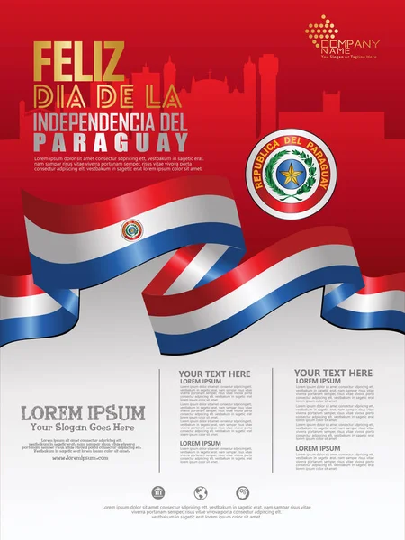 Ünneplése Paraguay Függetlenség Napja Háttérsablon Absztrakt Hullámzó Zászlója — Stock Vector