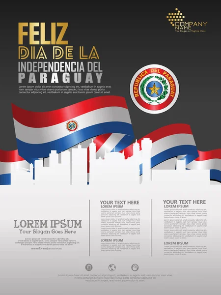 Feier Des Paraguayischen Unabhängigkeitstages Abstraktes Fahnenschwenken Auf Hintergrundvorlage — Stockvektor
