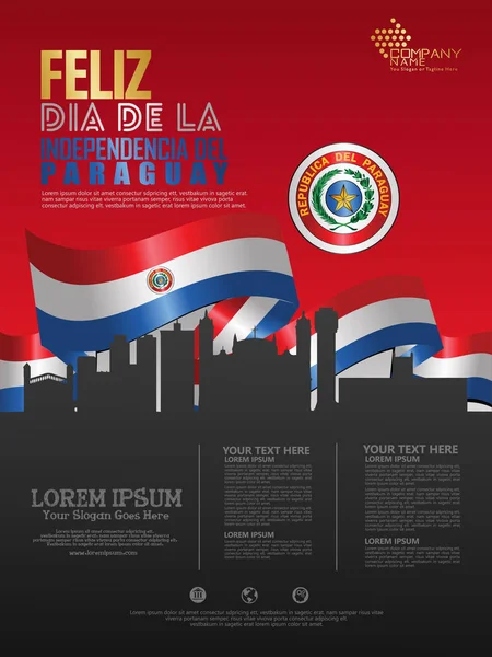 Oslavujeme Den Nezávislosti Paraguaye Abstraktní Mávající Vlajka Šabloně Pozadí — Stockový vektor