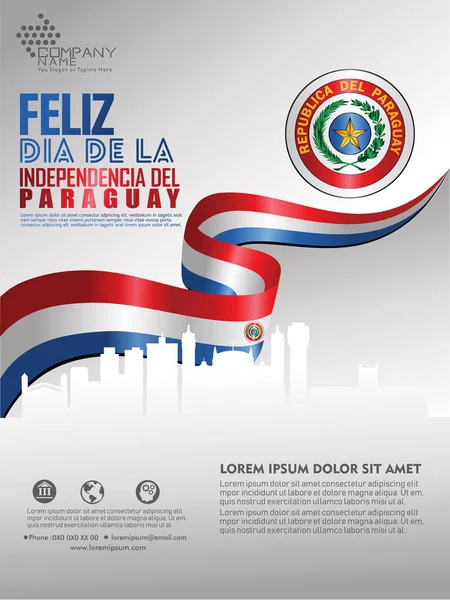 Paraguay Bağımsızlık Günü'nü kutluyoruz. Arka plan şablonunda soyut bayrak sallayarak
