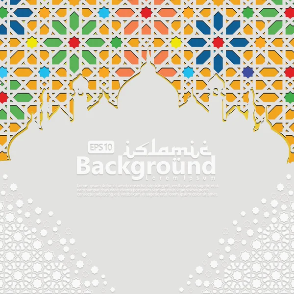 Ισλαμικό υπόβαθρο για το Ραμαζάνι Καρίμ, Έντ Μουμπάρακ με ισλαμικό στολίδι — Διανυσματικό Αρχείο