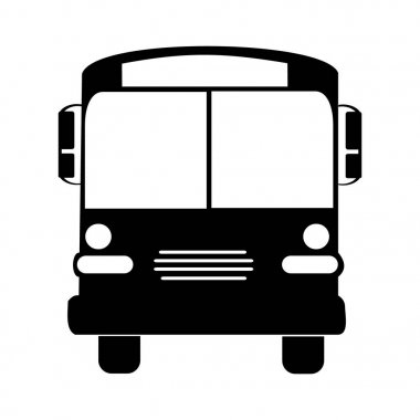 Siluet okul otobüsü illüstrasyon vektör siyah renk