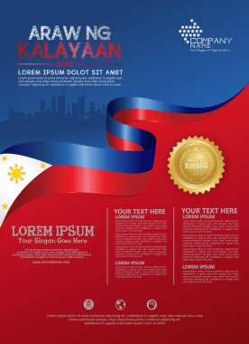 Bir poster broşür ve broşür için Filipinler mutlu Ulusal Gün arka plan şablonu