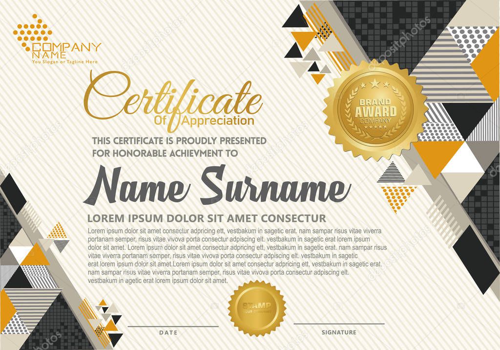 Certificate template with polygonal style, elegant and modern pattern