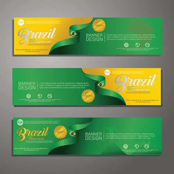 Set banner design template Dia da Independência Brasil fundo moderno — Vetor de Stock