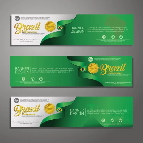 Set banner modello di design Giorno dell'indipendenza Brasile sfondo moderno — Vettoriale Stock