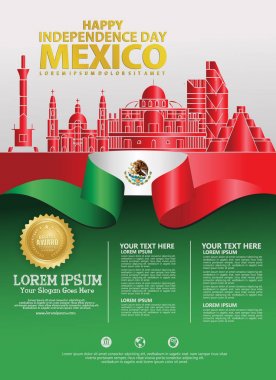 Meksika mutlu Bağımsızlık Günü arka plan şablonu bir poster broşür ve broşür için