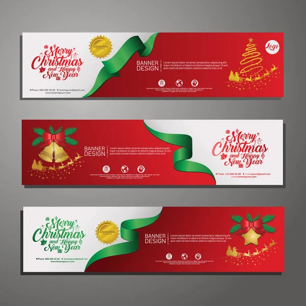 Set template design Merry Christmas horizontal banner. Christmas offer. Vector. — Stock Vector