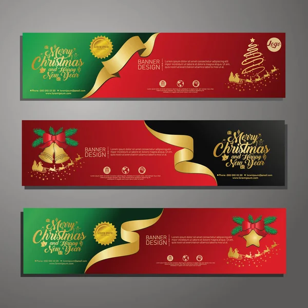 Set template design Merry Christmas horizontal banner. Christmas offer. Vector. — Stock Vector
