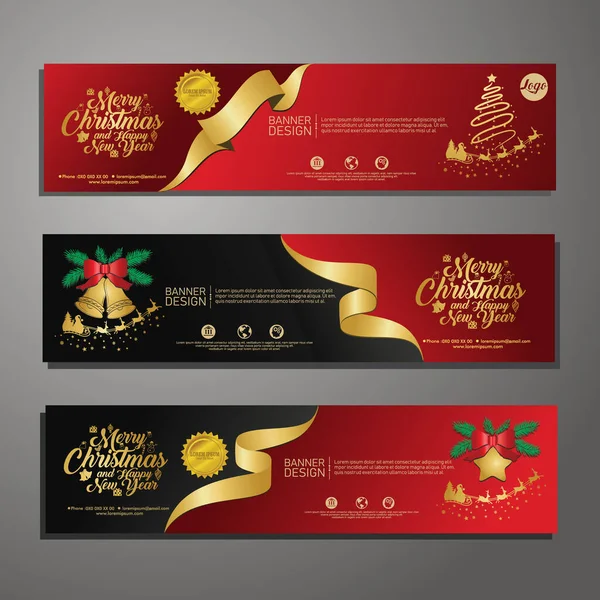 Set template design frohe Weihnachten horizontale banner. Weihnachtsangebot. Vektor. — Stockvektor