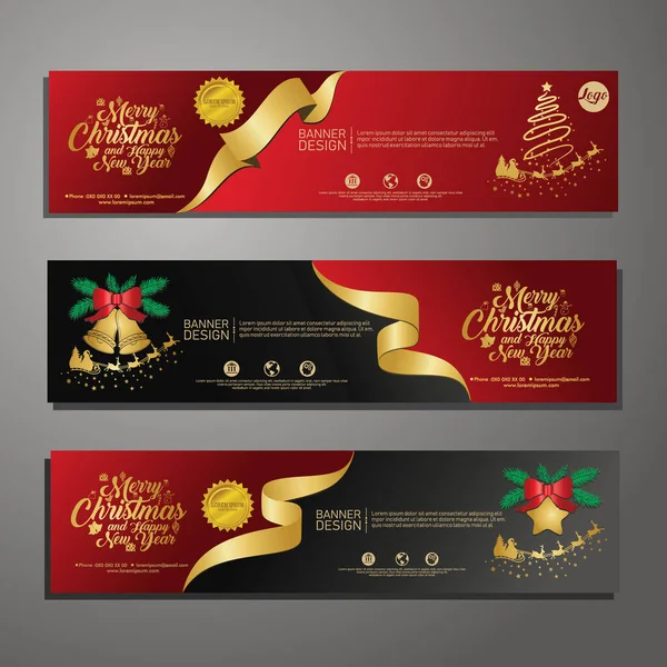 Set template design Buon Natale banner orizzontale. Offerta di Natale. Vettore . — Vettoriale Stock