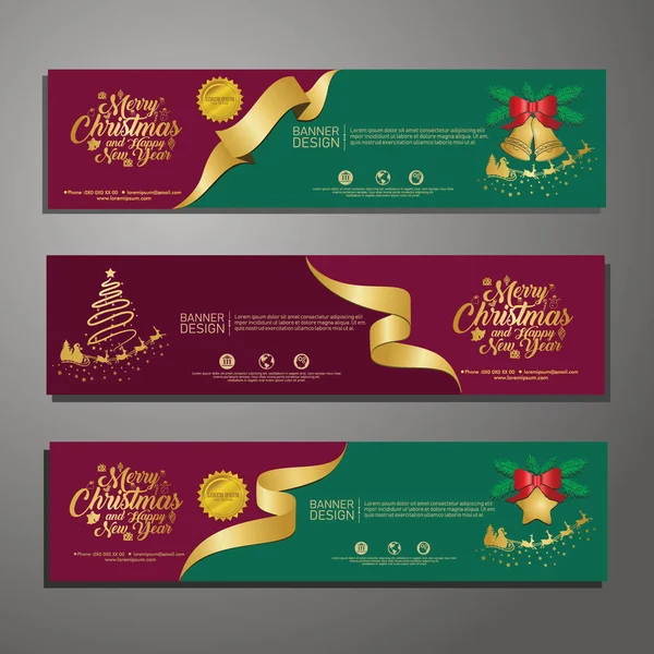 Set template design Joyeux Noël bannière horizontale. Offre de Noël. Vecteur . — Image vectorielle