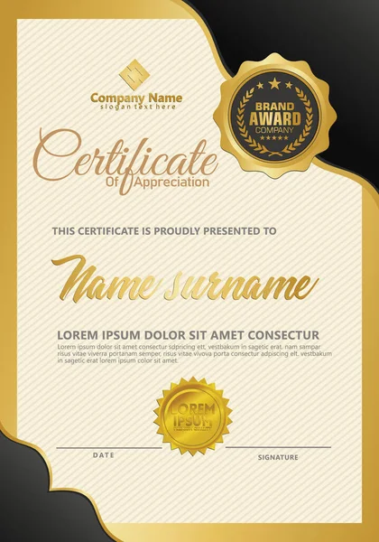 Modèle de certificat avec une texture luxueuse et élégante motif moderne, diplôme, illustration vectorielle — Image vectorielle