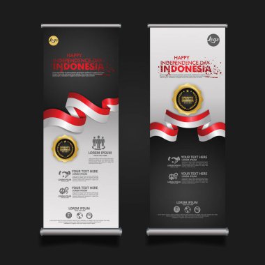 Indonesia Independence Day Celebration, roll up banner set design Vector Template Illustration clipart