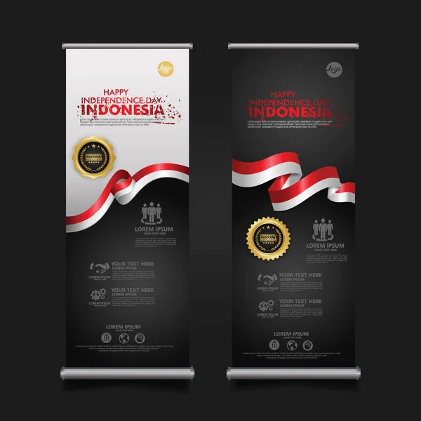 인도네시아 독립기념일 기념행사 디자인 Vector Template Illustration — 스톡 벡터