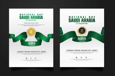 Suudi Arabistan 'da, elementler için Arapça kaligrafi, poster, broşür, broşür, derleme, kitap ve diğer kullanıcıları içeren mutlu bir Ulusal Gün şablonu.
