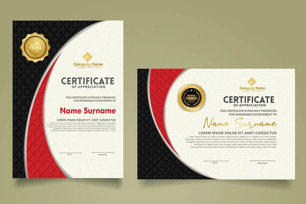 Modern sertifika şablonunu süs ve modern şablon arka planında gerçekçi desenli elmas ile ayarlayın. A4 beden. vektör çizimleri