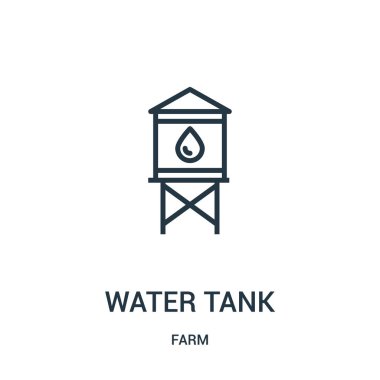 su tankı simge vektör çiftlik koleksiyonundan. İnce çizgi su tankı anahat simgesini vektör çizim. Web ve mobil uygulamalar, logo, baskı ortamı kullanmak için doğrusal sembolü.