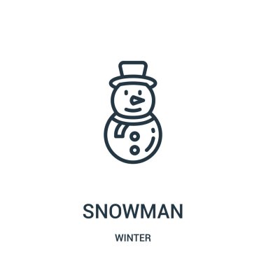 kardan adam simge vektör kış koleksiyonundan. İnce çizgi kardan adam anahat simgesini vektör çizim. Web ve mobil uygulamalar, logo, baskı ortamı kullanmak için doğrusal sembolü.