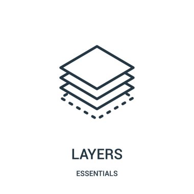 Katmanlar simgesini vektöründen essentials koleksiyonu. İnce çizgi katmanları simge vektör çizim anahat. Web ve mobil uygulamalar, logo, baskı ortamı kullanmak için doğrusal sembolü.