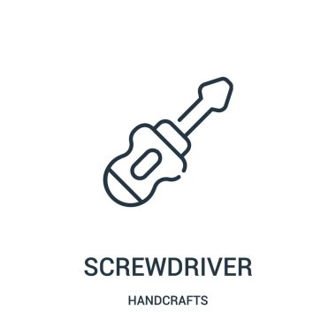 tornavida simge vektör el sanatları koleksiyonundan. İnce çizgi tornavida anahat simgesini vektör çizim. Web ve mobil uygulamalar, logo, baskı ortamı kullanmak için doğrusal sembolü.