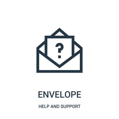 zarf simgesi vektöründen yardım ve destek koleksiyonu. İnce çizgi zarf anahat simgesini vektör çizim. Web ve mobil uygulamalar, logo, baskı ortamı kullanmak için doğrusal sembolü.