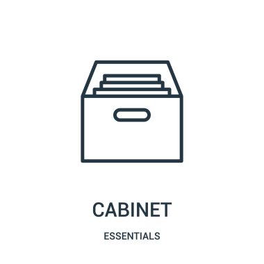 kabine simge vektör essentials koleksiyonundan. İnce çizgi kabine anahat simgesini vektör çizim. Web ve mobil uygulamalar, logo, baskı ortamı kullanmak için doğrusal sembolü.