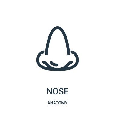 simge vektör anatomi koleksiyonundan burun. İnce çizgi burun anahat simgesini vektör çizim. Web ve mobil uygulamalar, logo, baskı ortamı kullanmak için doğrusal sembolü.