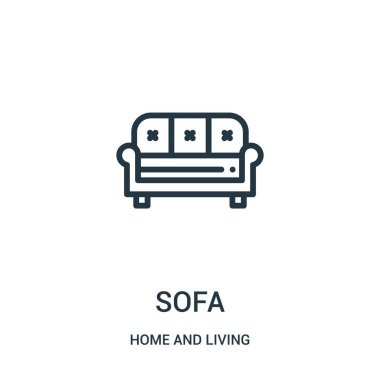 kanepe simge vektör evden ve yaşam koleksiyonu. İnce çizgi kanepe anahat simgesini vektör çizim. Web ve mobil uygulamalar, logo, baskı ortamı kullanmak için doğrusal sembolü.