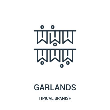 çelenk simge vektör tipik İspanyol koleksiyonundan. İnce çizgi çelenk simge vektör çizim anahat. Web ve mobil uygulamalar, logo, baskı ortamı kullanmak için doğrusal sembolü.