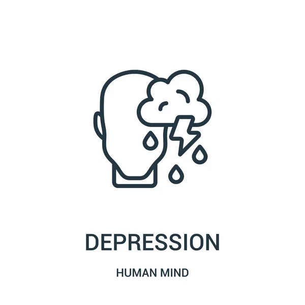 depresyon simge vektör insan aklının koleksiyonundan. İnce çizgi depresyon anahat simgesini vektör çizim. Web ve mobil uygulamalar, logo, baskı ortamı kullanmak için doğrusal sembolü.