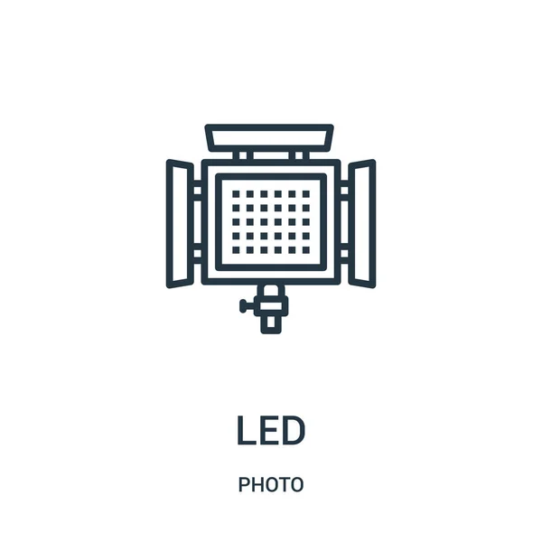 Vector de icono led de la colección de fotos. Línea delgada llevó la ilustración del vector de icono de contorno. Símbolo lineal para su uso en aplicaciones web y móviles, logotipo, medios impresos . — Vector de stock